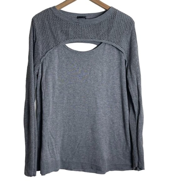 Torrid Gray Sweater – Size 2 – Crochet Shoulder & Sleeve Detail - Picture 1 of 6